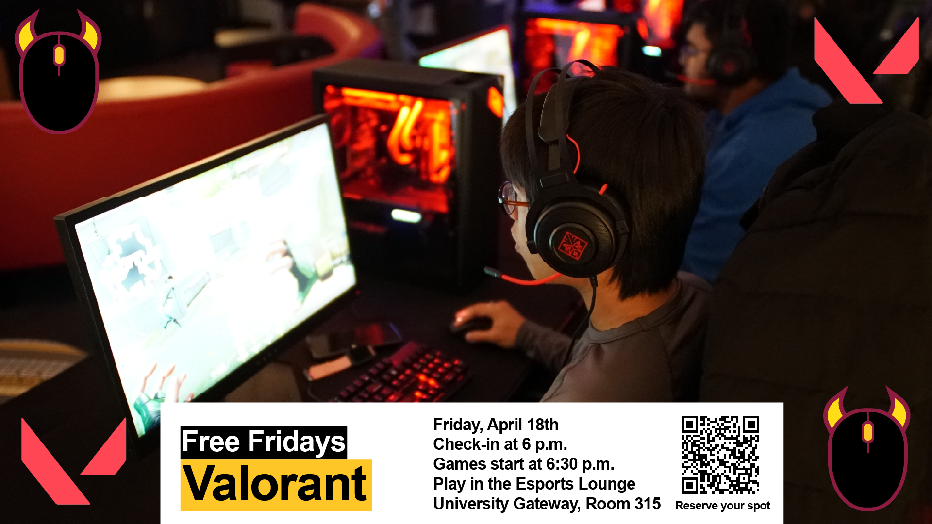 Free Fridays - Valorant Swiftplay. April 18th at 6 pm.